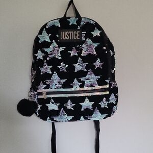 Justice Black and Iridescent Star Backpack